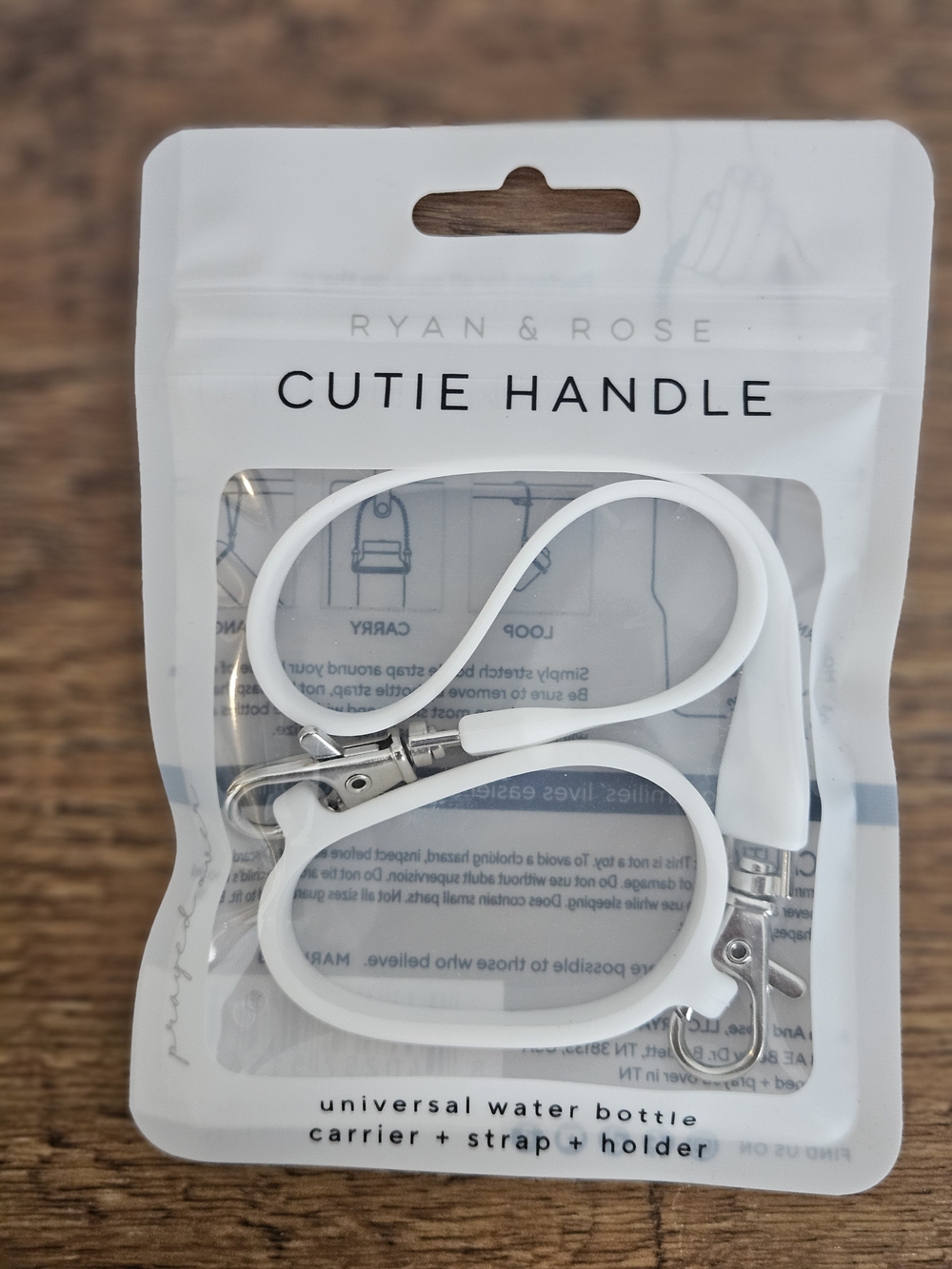 Ryan & Rose White Cutie Handle - Universal Water Bottle Strap & Holder